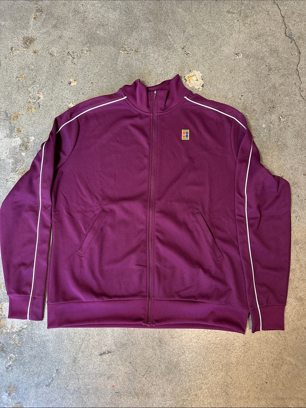 Nike Women's Burgundy Tennis Full-Zip Jacket with White Piping